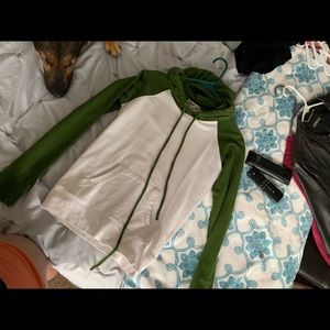 Green and off white sweatshirt